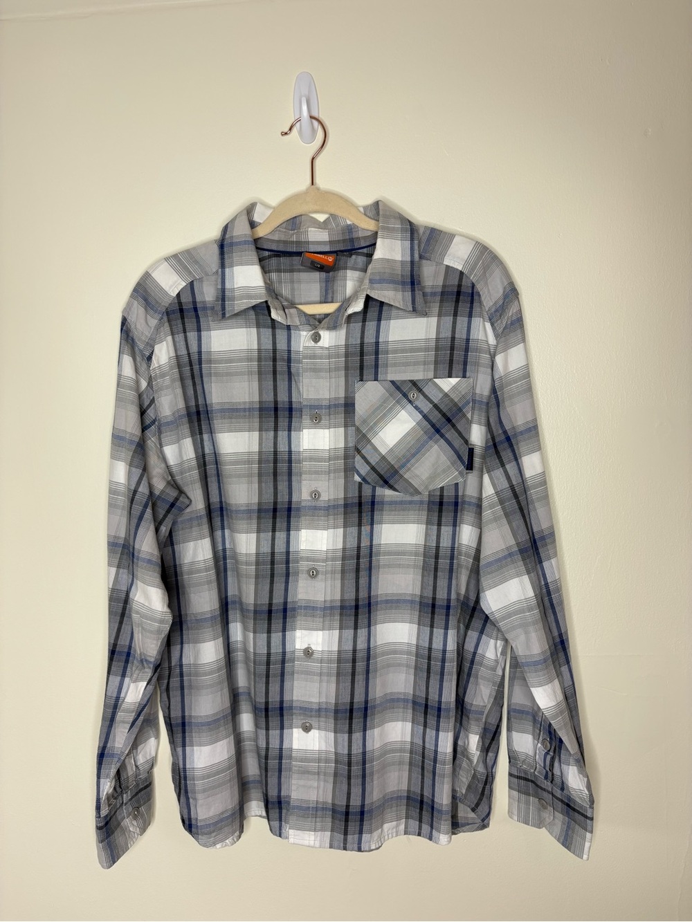 Mens Merrell plaid cotton button down shirt L